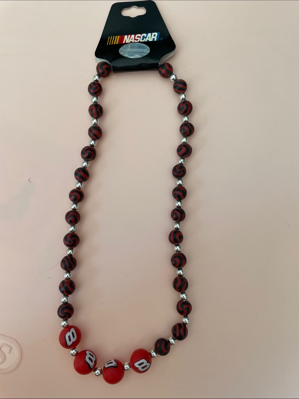 NASCAR Women’s Red & Black Beaded Necklace #8 Dale Earnhardt Junior Vintage